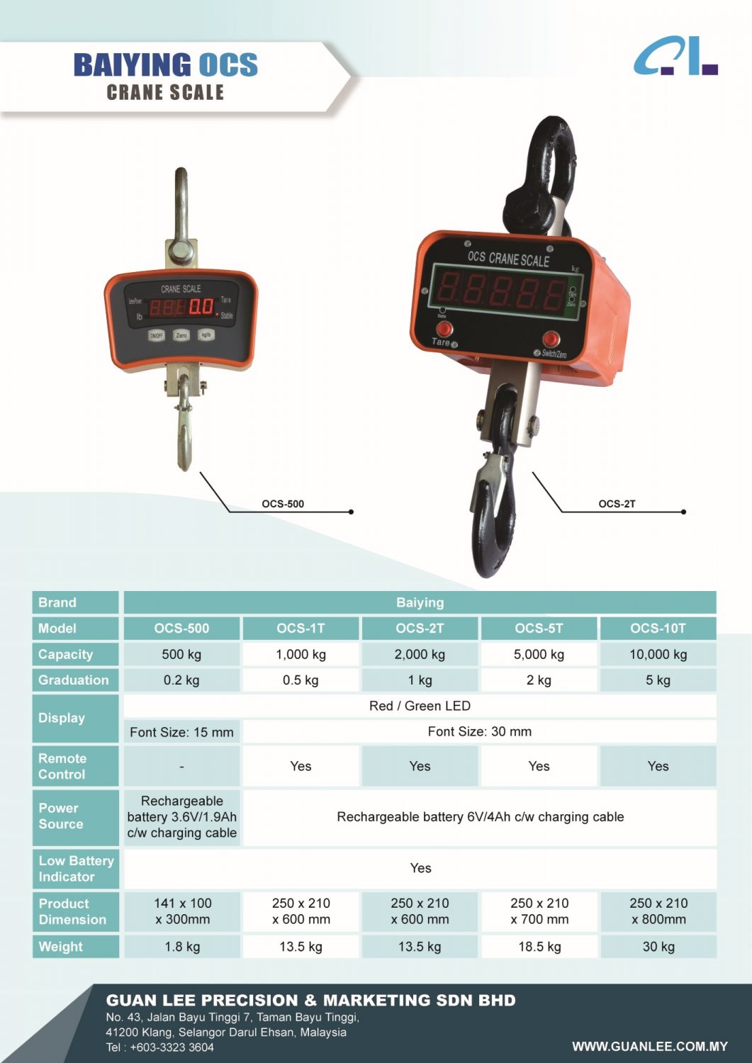 BAIYING OCS Series Crane Scale – GUAN LEE PRECISION & MARKETING SDN BHD